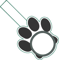 DBB BLANK Paw Print tag snap tab for 4x4 hoops-BBED-Add your own image or monogram lettering-ITH paw snap tab or key fob tag-monogram silhouette