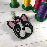DBB Boston Terrier Face snap tab In the Hoop embroidery design
