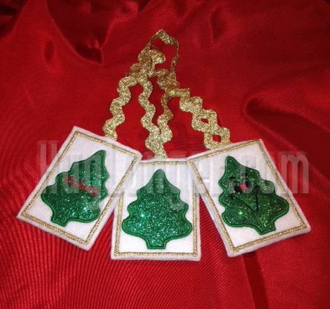HL In the Hoop Christmas Tree Gift card Holder  Applique tree front Digital files giftcard