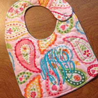 In The Hoop Quilted Baby Bib Digital File for Embroidery Machines