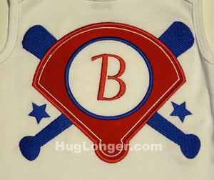HL Applique Ball Diamond Monogram Frame embroidery file HL1012 Baseball Softball