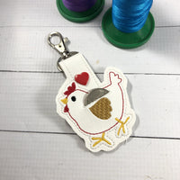 DBB Chicken snap tab QUARTER KEEPER embroidery design