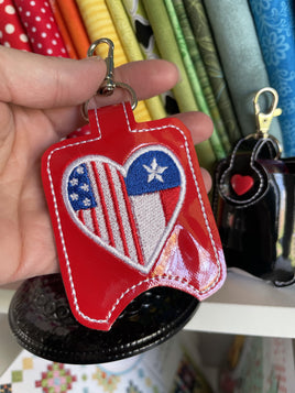 DBB Texas America LOVE Hand Sanitizer Holder Snap Tab Version In the Hoop Embroidery Project 1 oz BBW for 5x7 hoops
