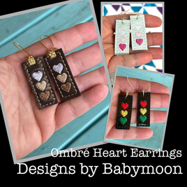 DBB Ombre Heart Earrings embroidery design