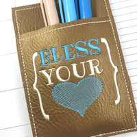 DBB Bless Your Heart Pen Pocket In The Hoop (ITH) Embroidery Design