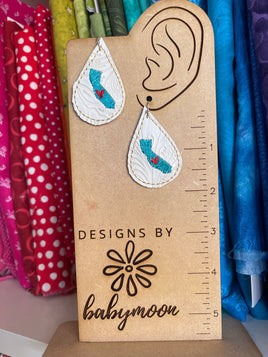 DBB Teardrop California Earrings embroidery design for Vinyl and Leather