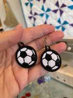 DBB Soccer Ball FSL Earrings - Freestanding Lace Earring Design - In the Hoop Embroidery Project