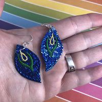 DBB Abstract Peacock Earrings embroidery design for Vinyl and Leather