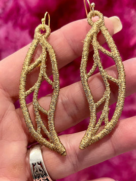 DBB Long Leaves FSL Earrings - In the Hoop Freestanding Lace Earrings