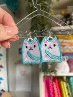 DBB Kitty FSL Earrings - Freestanding Lace Earring Design - In the Hoop Embroidery Project