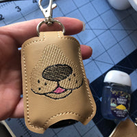 DBB Dog Face Hand Sanitizer Holder Snap Tab Version In the Hoop Embroidery Project 1 oz BBW for 5x7 hoops