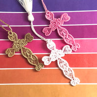 DBB Heart Cross Freestanding Lace Bookmark for 4x4 hoops