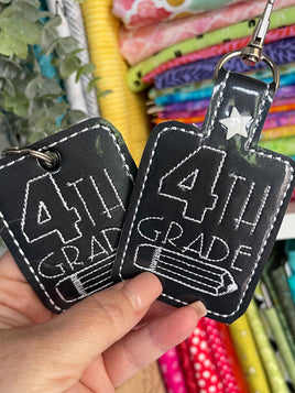 DBB Grade School Tags and Eyelets - 4th Grade- 4x4 and 5x7 Hoops - 4 Designs Included