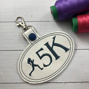 DBB 5K Running Girl snap tab - Backpack/Keyfob tag embroidery design