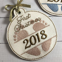 DBB Babys First Christmas Ornament for 4x4 hoops