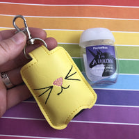 DBB Cat Face Kitty Face Hand Sanitizer Holder Snap Tab Version In the Hoop Embroidery Project 1 oz BBW for 5x7 hoops
