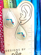 DBB Teardrop Florida Earrings embroidery design for Vinyl and Leather