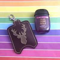 DBB Deer Head Hand Sanitizer Holder Snap Tab Version In the Hoop Embroidery Project 1 oz BBW for 5x7 hoops