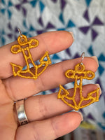DBB Anchor FSL Earrings - Freestanding Lace Earring Design - In the Hoop Embroidery Project
