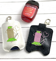 DBB Sewing Love Hand Sanitizer Holder Snap Tab Version In the Hoop Embroidery Project 1 oz BBW for 5x7 hoops
