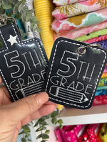 DBB Grade School Tags and Eyelets - 5th Grade- 4x4 and 5x7 Hoops - 4 Designs Included
