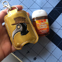 DBB Plague Doctor Hand Sanitizer Holder Snap Tab Version In the Hoop Embroidery Project 1 oz BBW for 5x7 hoops