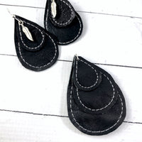 DBB Teardrop Earrings and Pendant embroidery design for Vinyl and Leather