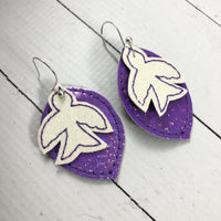DBB Bird and Leaf Earrings and Pendant embroidery design for Vinyl and Leather