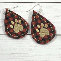 DBB Paw Print Teardrop Earrings embroidery design
