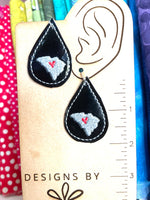 DBB Teardrop South Carolina Earrings embroidery design for Vinyl and Leather
