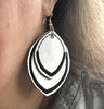 DBB Satin Border Leaf Layers Earrings and Pendant embroidery design for Vinyl and Leather