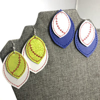 DBB Baseball Softball Stitching Layers Earrings and Pendant embroidery design for Vinyl and Leather