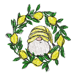 BBE Gnome with Lemon Wreath Scribble