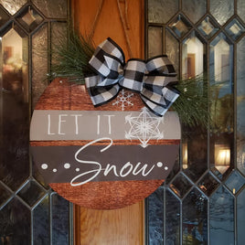 TSS Let it Snow Christmas Round Door Sign sublimation design