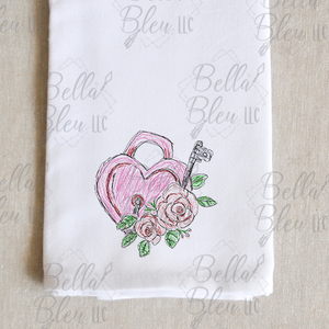 BBE -  Valentine Heart lock and key floral scribble