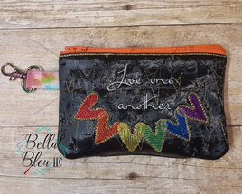BBE ITH Love one Another Sketchy Rainbow Heart Zipper bag