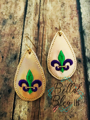 BBE - ITH Mardi Gras Fleur de lis Earrings Jewelry 3 sizes