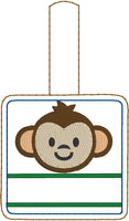 DBB Monkey snap tab Personalized Tag for 4x4 hoops