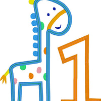 HL Applique Giraffe and Number One HL1004 embroidery file
