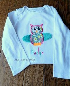 BBE Owl Applique with 3D wings