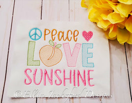 EJD Peace with peach Love Sunshine sketchy embroidery design