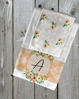 TSS Peach Plaid and Floral Towel set sublimation design