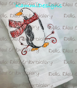 BBE Christmas Penguin with Scarf Scribble