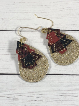 DBB Christmas Tree Layers Earrings embroidery design for Vinyl and Leather
