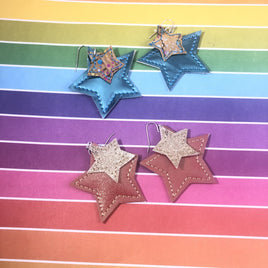DBB Star Earrings embroidery design for Vinyl and Leather