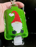 DBB Gnome Hand Sanitizer Holder Snap Tab Version In the Hoop Embroidery Project 2 oz for 5x7 hoops