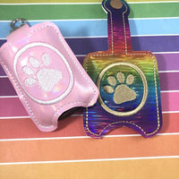 DBB Paw Print Hand Sanitizer Holder Case BUNDLE SET Snap Tab and Eyelet Versions for 1 and 2 ounce sizes