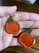 DBB Pumpkin FSL Earrings - Freestanding Lace Earring Design - In the Hoop Embroidery Project