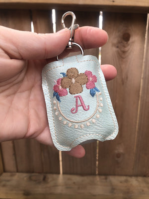 DBB Flowers and Pearls Monogram Frame Hand Sanitizer Holder Snap Tab In the Hoop Embroidery Project
