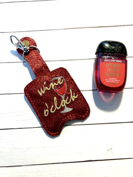 DBB Wine O'Clock Hand Sanitizer Holder Snap Tab Version In the Hoop Embroidery Project 1 oz BBW for 5x7 hoops